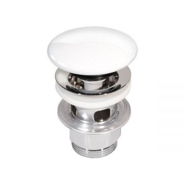 Ventil click-clack Villeroy & Boch, pentru lavoar, cu capac ceramic, alb alpin