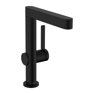 Baterie lavoar, Hansgrohe, Finoris 230, cu pipă pivotantă și ventil, negru mat