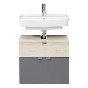 Dulap fără chiuvetă gri-în culoare naturală suspendat cu aspect de lemn de pin 53x60 cm Quickset 394 – Pelipal