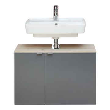 Dulap fără chiuvetă gri-în culoare naturală suspendat cu aspect de lemn de pin 53x80 cm Quickset 394 – Pelipal