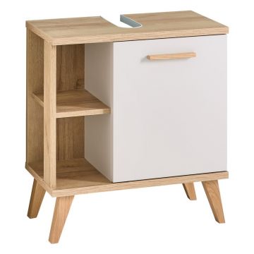 Dulap sub chiuvetă crem cu aspect de lemn de stejar 60,5x65 cm Quickset 966 – Pelipal