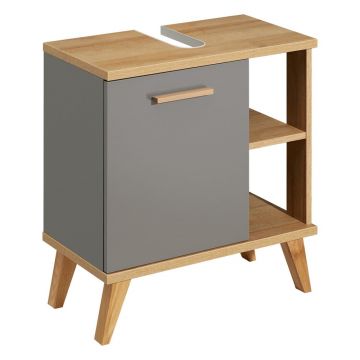 Dulap sub chiuvetă gri cu aspect de lemn de stejar 60,5x65 cm Quickset 924 – Pelipal