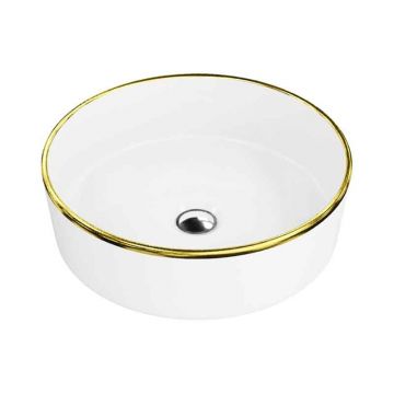 Lavoar pe blat Spectrum, Rosina Gold Line, rotund, alb-auriu