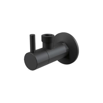 Robinet colțar, Alcadrain, cu filtru 1/2 x 1/2, negru mat