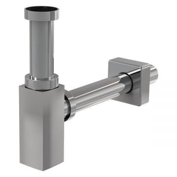 Sifon de lavoar, Alcadrain, patrat, metalic, crom