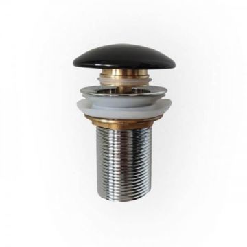 Ventil cu capac ceramic, lavoar Fluminia, cu preaplin, negru lucios