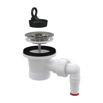 Ventil pentru lavoar, Alcadrain, cu sită din oțel inoxidabil DN63 și legătură la mașina de spălat