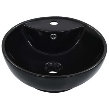 vidaXL Chiuvetă cu preaplin, negru, 46,5 x 18 cm, ceramică