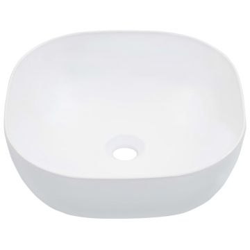 vidaXL Chiuvetă de baie, alb, 42,5x42,5x14,5 cm, ceramică