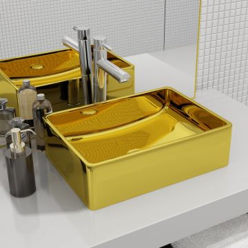 vidaXL Chiuvetă de baie, auriu, 41 x 30 x 12 cm, ceramică