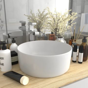 vidaXL Chiuvetă de baie lux, alb mat, 40 x 15 cm, ceramică, rotund