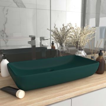 vidaXL Chiuvetă dreptunghiulară de lux verde închis 71x38 cm ceramică