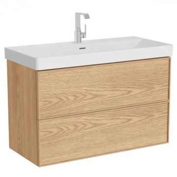 Edge Unitate de baza lavoar baie 100cm, cu 2 drawers, cu standard lavoar   chiuveta baie light oak   67133