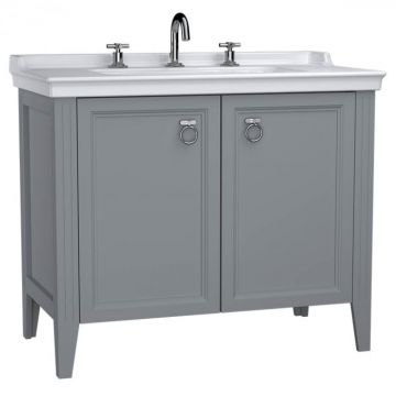 Unitate de baza lavoar baie 100cm, cu usi, cu chiuveta vanity 3 orificii pentru robinet, mat grey   62166