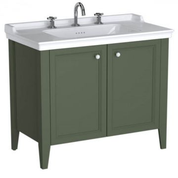 Unitate de baza lavoar baie 100cm, cu usi, cu vanity lavoar   chiuveta baie 3 orificii pentru robinet, retro green   65837