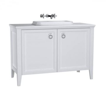 Unitate de baza lavoar baie 120 cm, cu usi, cu pe blat lavoar   chiuveta baie alb mat   62174