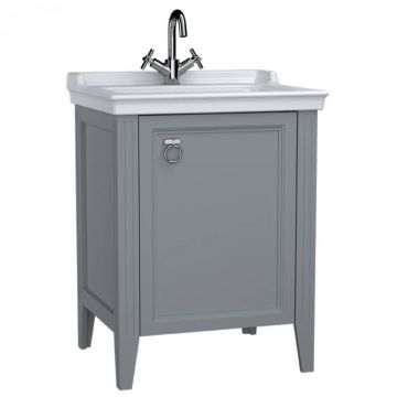 Unitate de baza lavoar baie, 65cm, cu usi, cu chiuveta vanity cu orificiu baterie, mat grey, dreapta   62260