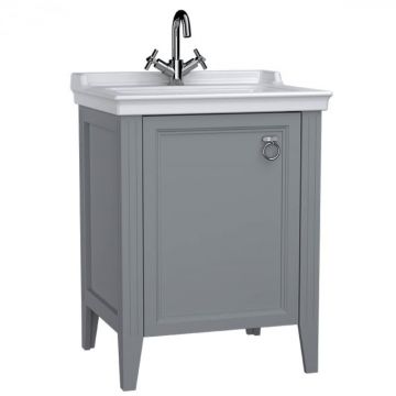 Unitate de baza lavoar baie, 65cm, cu usi, cu chiuveta vanity cu orificiu baterie, mat grey, stanga   62151