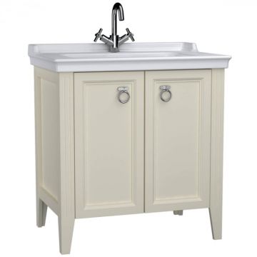 Unitate de baza lavoar baie 80cm, cu usi, cu chiuveta vanity cu orificiu baterie, mat ivory   62155