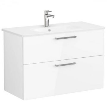 Unitate de baza lavoar baie, cu doua sertare 100cm, inalt gloss alb, cu rounded lavoar   chiuveta baie   68313