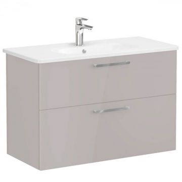 Unitate de baza lavoar baie, cu doua sertare 100cm, inalt gloss sahara beige, cu rounded lavoar   chiuveta baie   68316