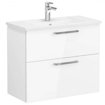 Unitate de baza lavoar baie, cu doua sertare, compact 80cm, inalt gloss alb, cu angular lavoar   chiuveta baie   68110