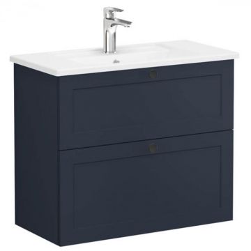 Unitate de baza lavoar baie, cu doua sertare, compact 80cm, mat dark albastru, cu angular lavoar   chiuveta baie   68678