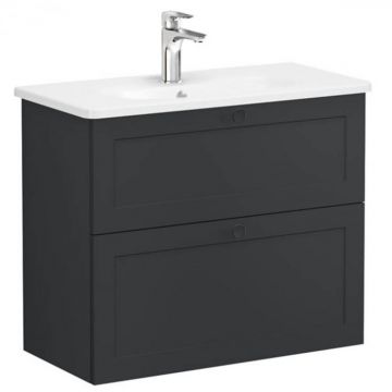 Unitate de baza lavoar baie, cu doua sertare, compact 80cm, mat graphite, cu rounded lavoar   chiuveta baie   68684