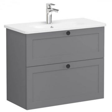 Unitate de baza lavoar baie, cu doua sertare, compact 80cm, mat grey, cu rounded lavoar   chiuveta baie   68682