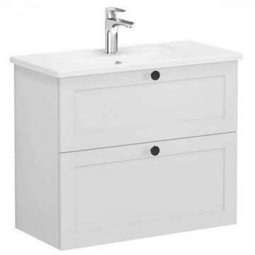 Unitate de baza lavoar baie, cu doua sertare, compact 80cm, mat gri deschis, cu angular lavoar   chiuveta baie   68674