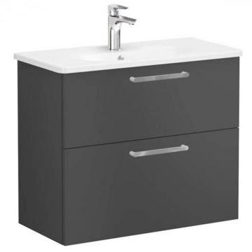 Unitate de baza lavoar baie, cu doua sertare, compact 80cm, mat storm grey, cu rounded lavoar   chiuveta baie   68125