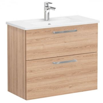 Unitate de baza lavoar baie, cu doua sertare, compact 80cm, natural oak, cu angular lavoar   chiuveta baie   68117