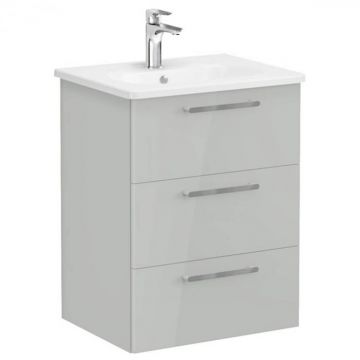 Unitate de baza lavoar baie, cu trei sertare 60cm inalt gloss pearl grey, cu rounded lavoar   chiuveta baie   66467