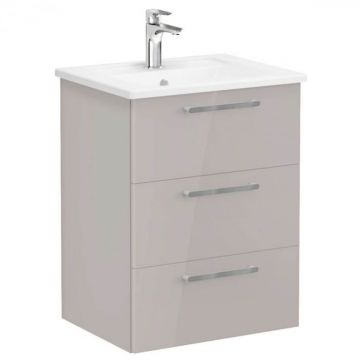 Unitate de baza lavoar baie, cu trei sertare 60cm inalt gloss sahara beige, cu angular lavoar   chiuveta baie   66464