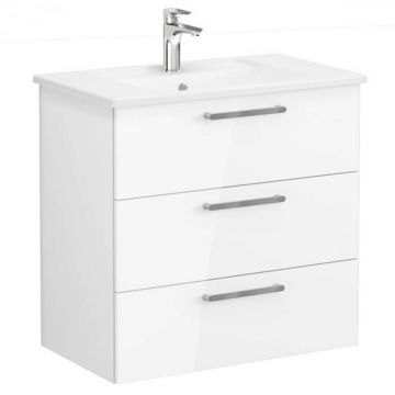 Unitate de baza lavoar baie, cu trei sertare 80cm, inalt gloss alb, cu angular lavoar   chiuveta baie   66474