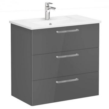 Unitate de baza lavoar baie, cu trei sertare 80cm, inalt gloss anthracite, cu angular lavoar   chiuveta baie   66472