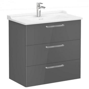 Unitate de baza lavoar baie, cu trei sertare 80cm, inalt gloss anthracite, cu classical lavoar   chiuveta baie   68361