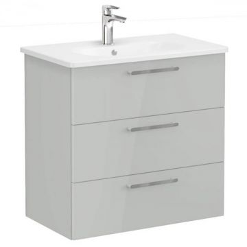 Unitate de baza lavoar baie, cu trei sertare 80cm, inalt gloss pearl grey, cu rounded lavoar   chiuveta baie   66479