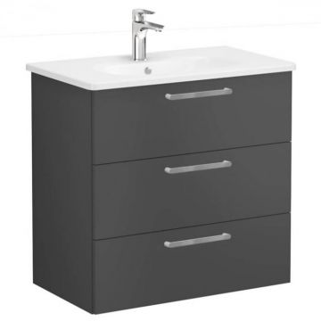 Unitate de baza lavoar baie, cu trei sertare 80cm, mat storm grey, cu rounded lavoar   chiuveta baie   68356