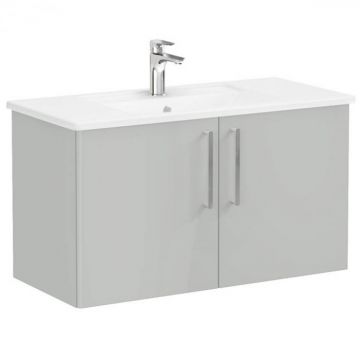 Unitate de baza lavoar baie, cu usi 100cm, inalt gloss pearl grey, cu angular lavoar   chiuveta baie   66322