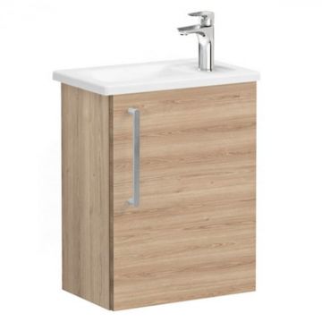 Unitate de baza lavoar baie, cu usi, 45cm, compact, cu dreapta orificiu pentru baterie, natural oak, cu angular lavoar   chiuveta baie dreapta   66326