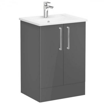 Unitate de baza lavoar baie, cu usi 60cm pe pardoseala, inalt gloss anthracite, cu angular lavoar   chiuveta baie   66376
