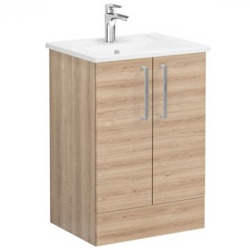 Unitate de baza lavoar baie, cu usi 60cm pe pardoseala, natural oak, cu angular lavoar   chiuveta baie   66374