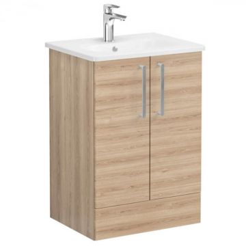 Unitate de baza lavoar baie, cu usi 60cm pe pardoseala, natural oak, cu rounded lavoar   chiuveta baie   66375