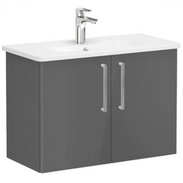 Unitate de baza lavoar baie, cu usi 80cm, compact, inalt gloss anthracite, cu rounded lavoar   chiuveta baie   66401