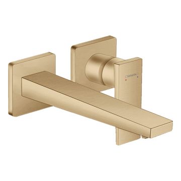 Baterie lavoar cu montaj pe perete, Hansgrohe, Metropol, pipa 22,5 cm, bronz periat
