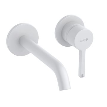 Baterie pentru lavoar montaj pe perete, Kludi, Nova Fonte Pura, cu pipa de 18 cm, alb mat