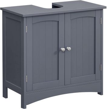 Dulap lavoar baie, cu spatiu de depozitare cu 2 usi si rafturi reglabile, 60x30x60cm, gri