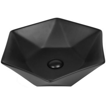 Lavoar pe blat Fluminia, Black Diamond, 49 x 49 cm, negru mat