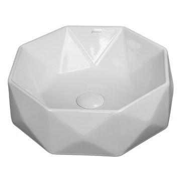 Lavoar pe blat Fluminia, Briliant, octogonal, 41.5 x 41.5 cm, alb